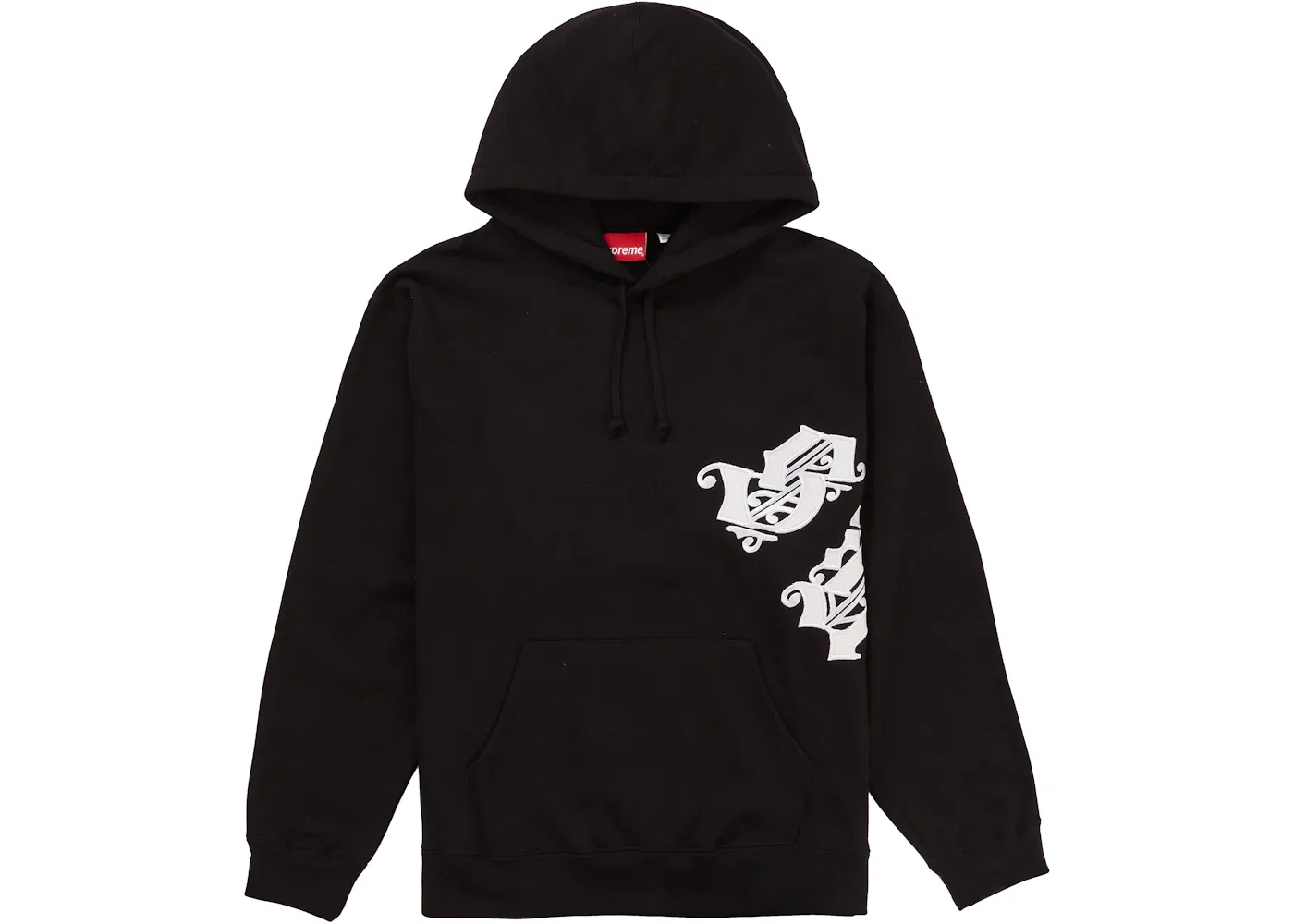 Мужской худи с капюшоном и принтом Supreme Old English Wrap Hooded Sweatshirt, Black
