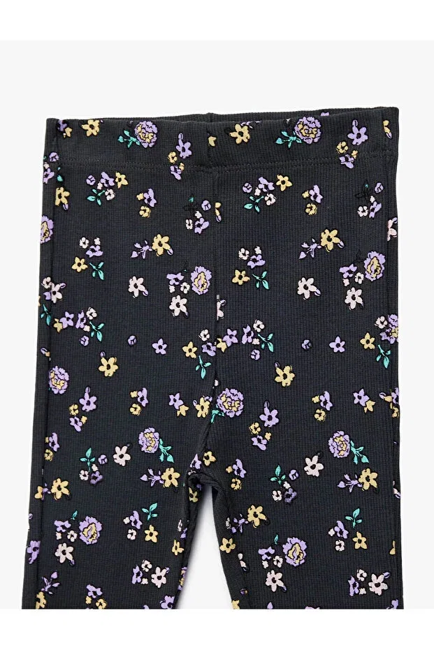 Детские леггинсы для девочек с принтом Floral spanish style anthracite baby girl leggings 6smg40005ak Koton, Anthracite Patterned — фото 3