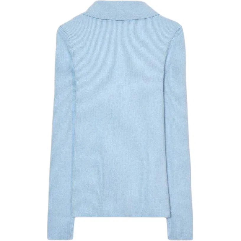 Женский свитер с лацканом Light Blue ZARA, Light Blue — фото 3