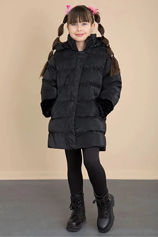 Детское зимнее пальто для девочек пуховик Gnygiyim, Black Black