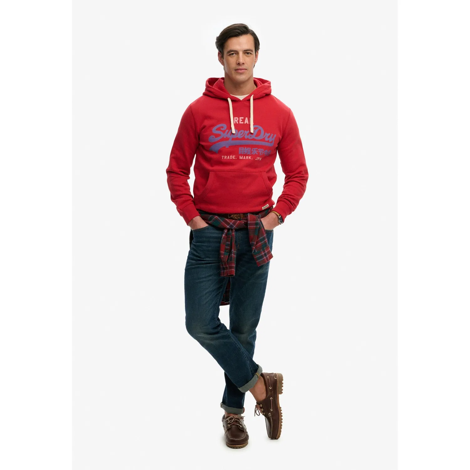 Мужской худи с капюшоном с винтажным логотипом Superdry, Base Red — фото 4