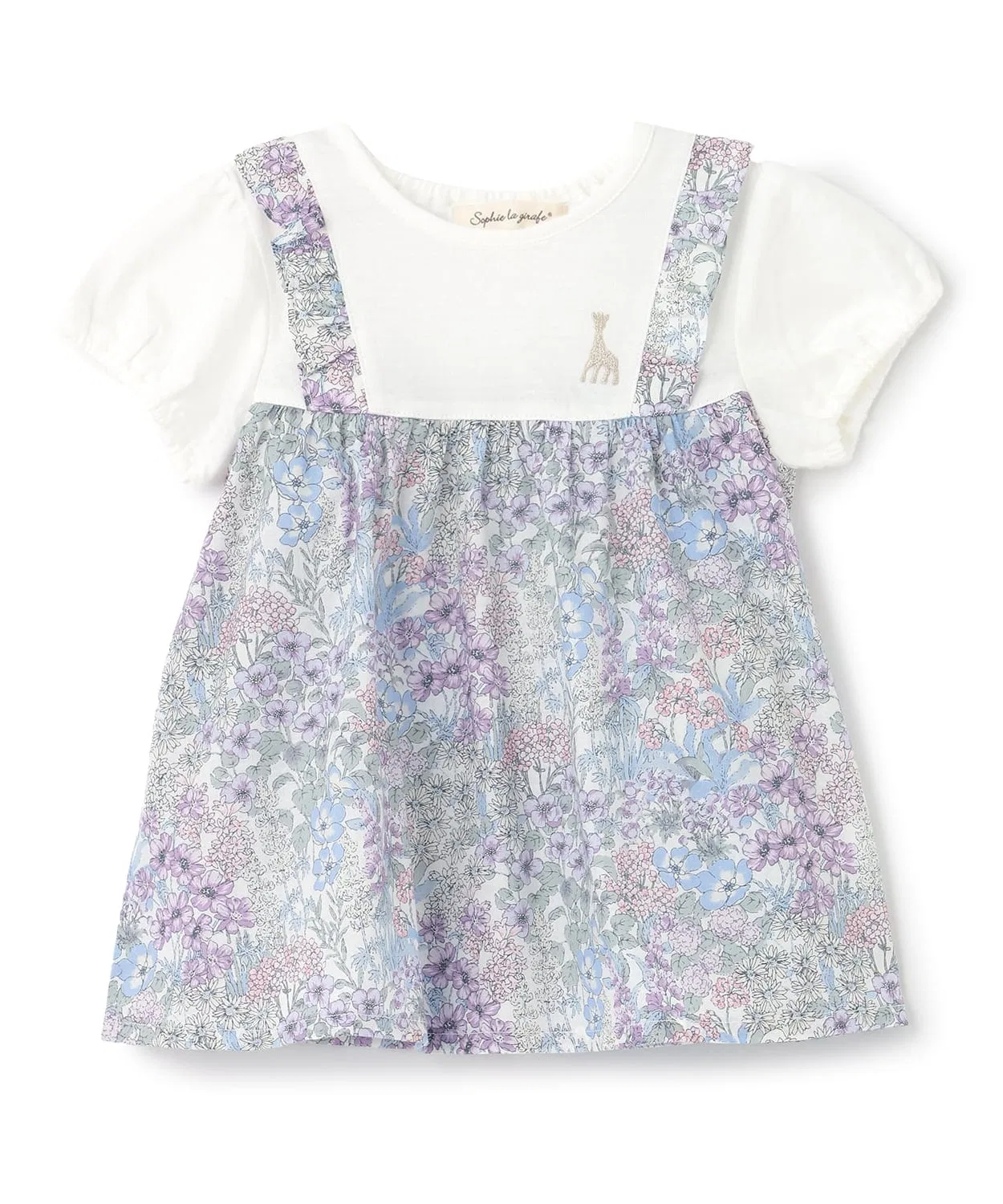 Детская туника с цветочным принтом, с коротким рукавом Sophie la girafe, Lavender