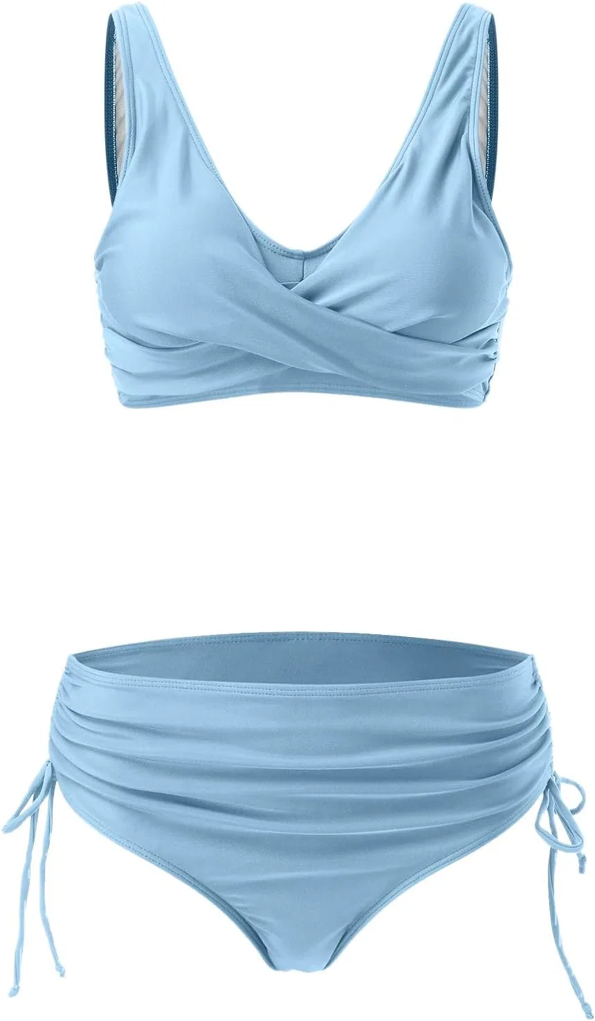 Женский бикини-комплект с завязками на спине Solid, Light Blue — фото 4