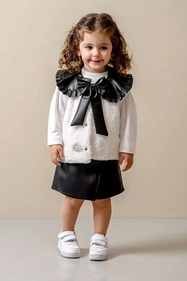 Детский комплект для девочек из кожи Jnf Kids, Black