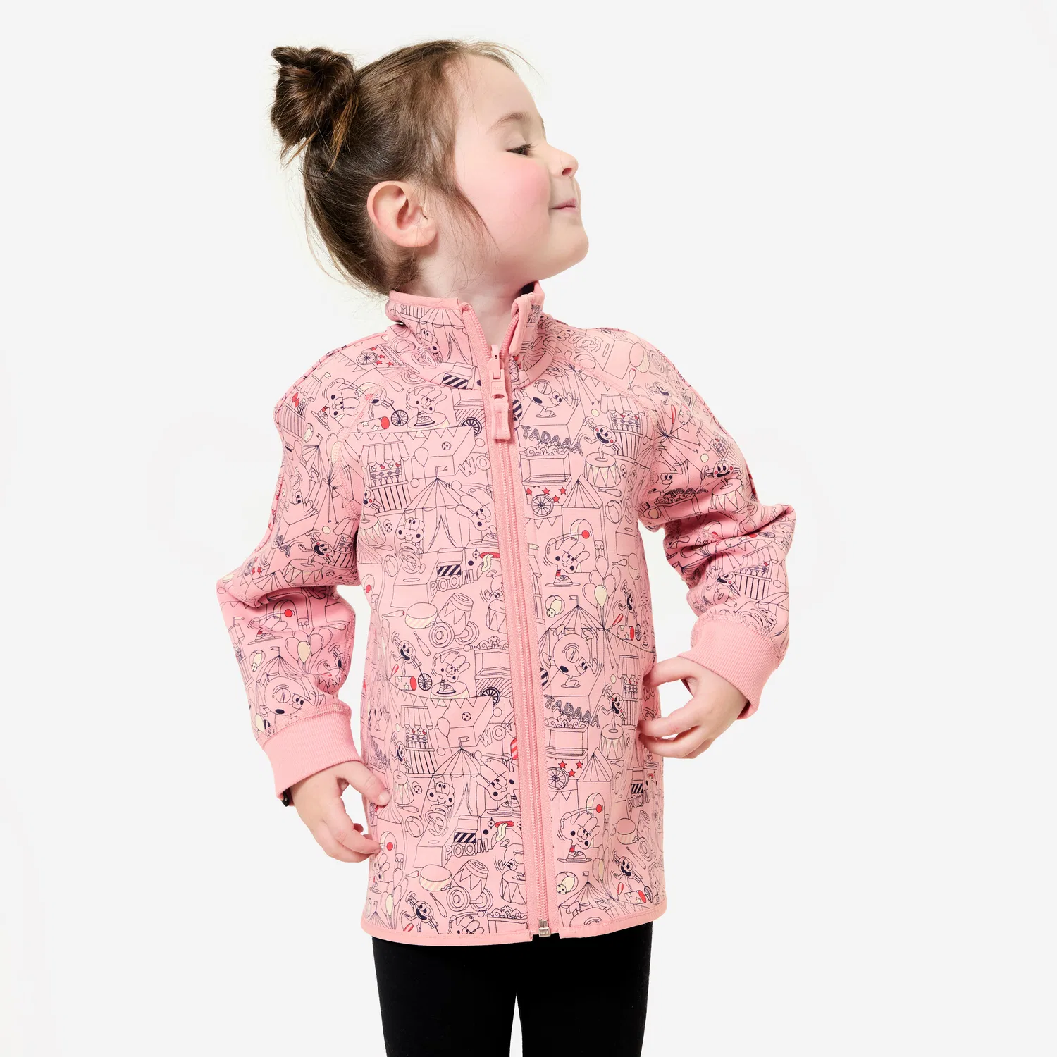 Детская тренировочная куртка с принтом Trainingsjacke Kleinkinder wendbar Domyos, Blasspink Rosa