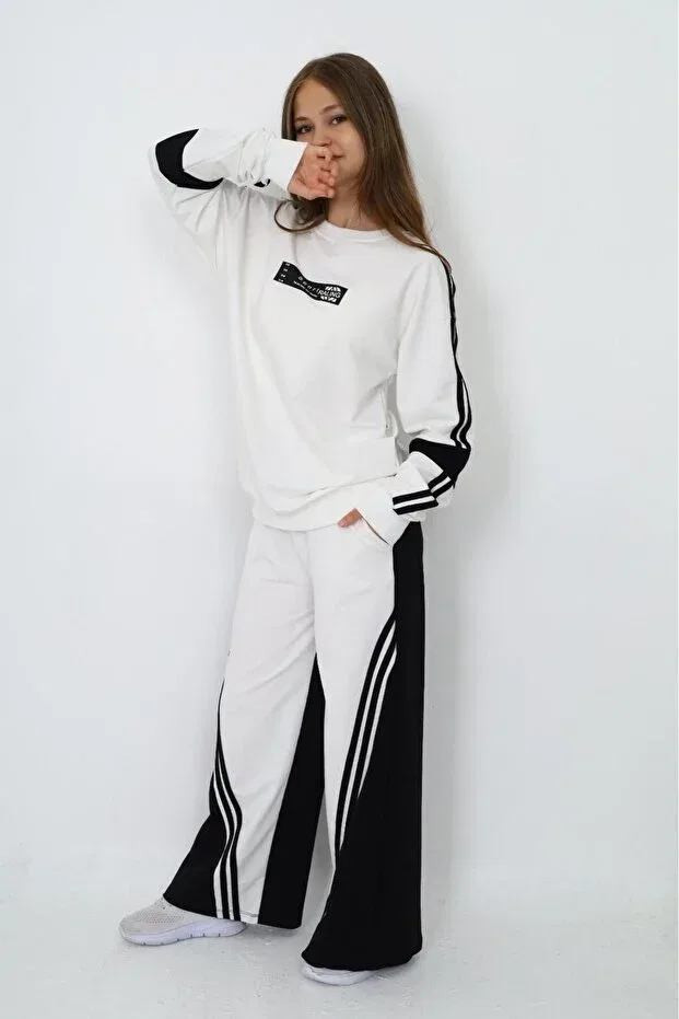 Детский спортивный костюм для девочек хлопковый оверсайз Sportswear Joui Co, White — фото 3