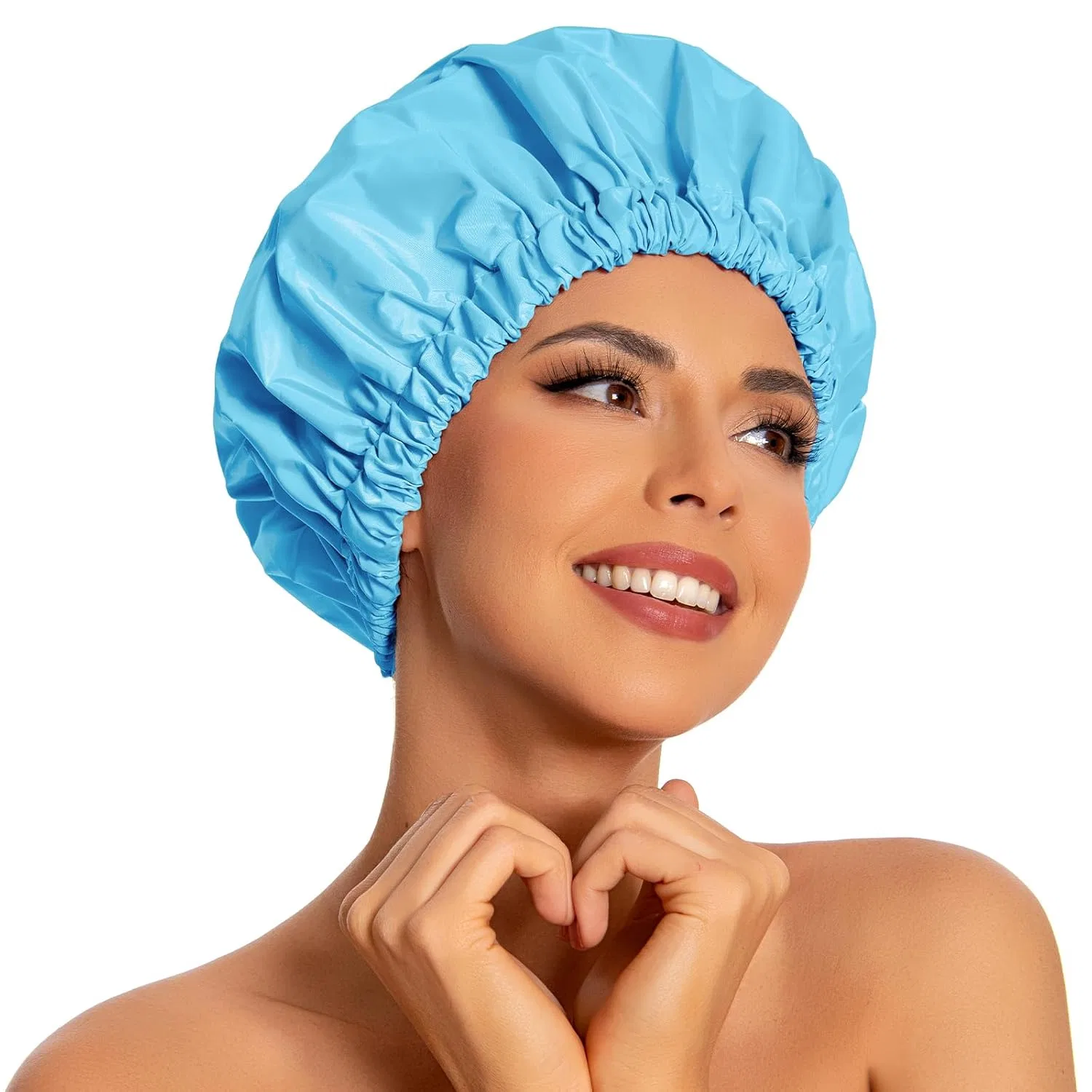 Шапочка для душа многоразовая водонепроницаемая Edoneery, 5 шт, Sea blue