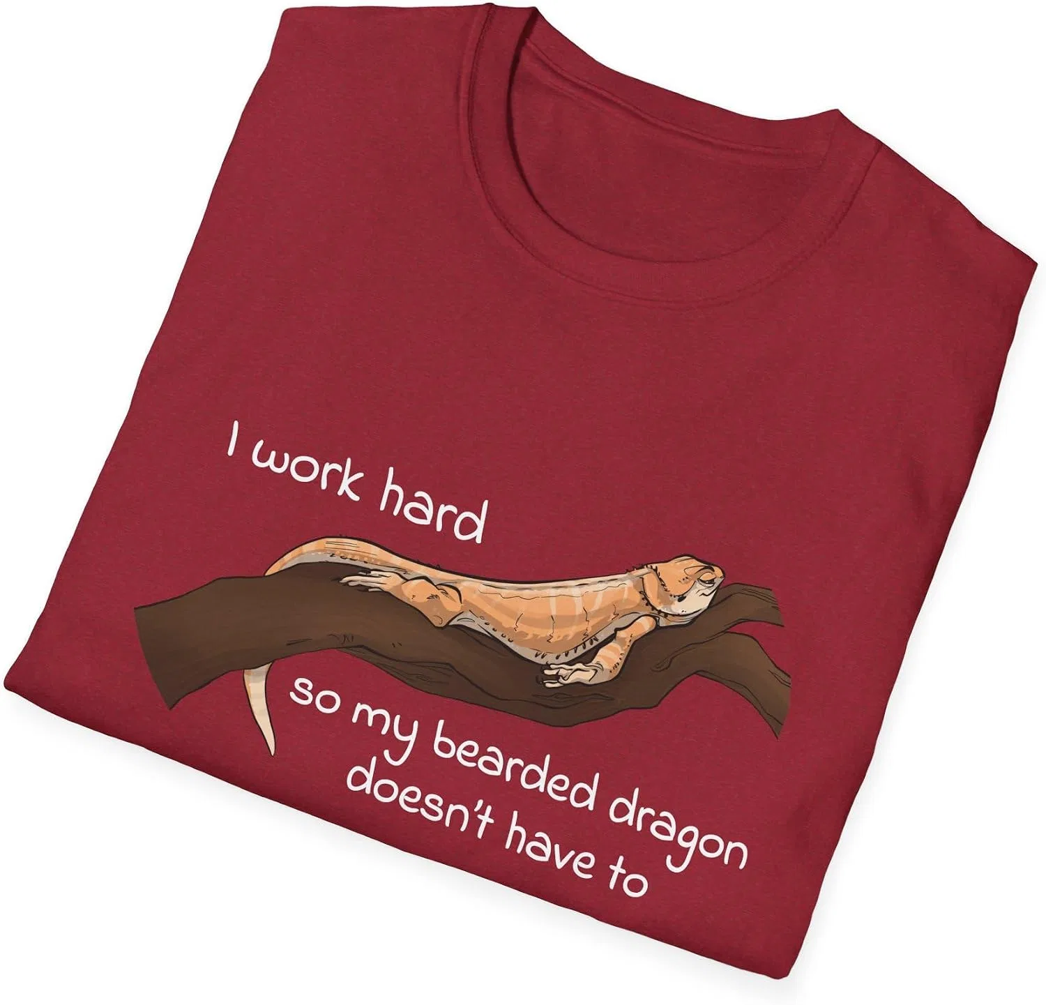 Футболка унисекс с принтом Funny Bearded Dragon, Antique Cherry Red — фото 4