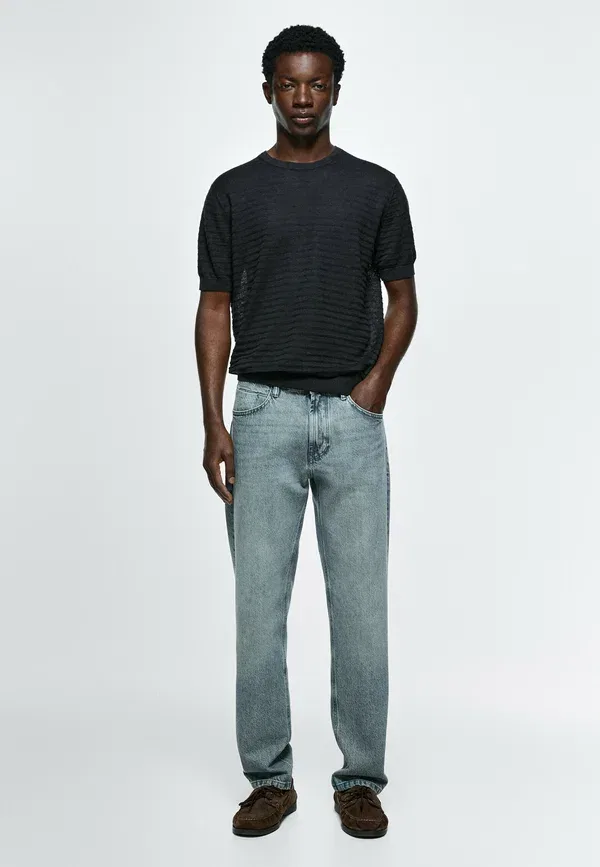 Джинсы деним Tapered fit jeans Massimo Dutti, dark blue, темно-синий — фото 2