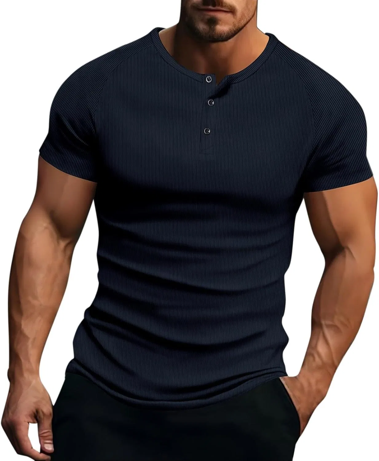 Мужская компрессионная футболка slim fit Ribbed Miyaomn, Navy