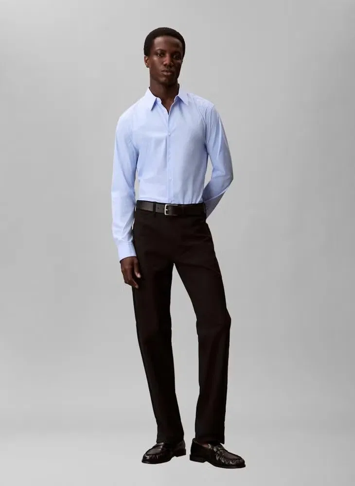 Рубашка с принтом в тонкую полоску, модель Slim, Calvin Klein, синий — фото 4
