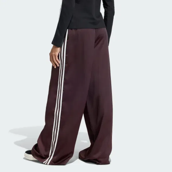 Тренировочные штаны широкие, сатиновые, Adidas, тень коричневый/белый — фото 3
