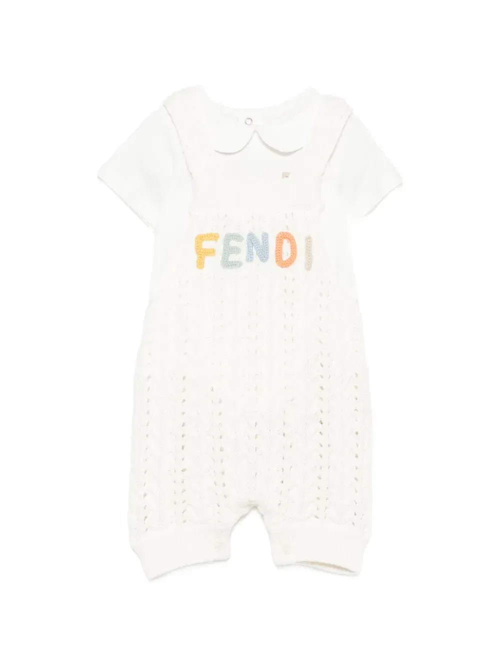 Спортивный костюм из кабельного трикотажа с вышитым логотипом Fendi Kids, белый