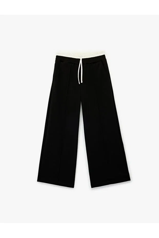 Детские брюки для девочек широкие на резинке Koton, Black