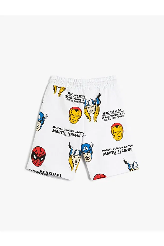 Детские шорты для мальчиков хлопковые с принтом Avengers Koton, White Patterned — фото 2