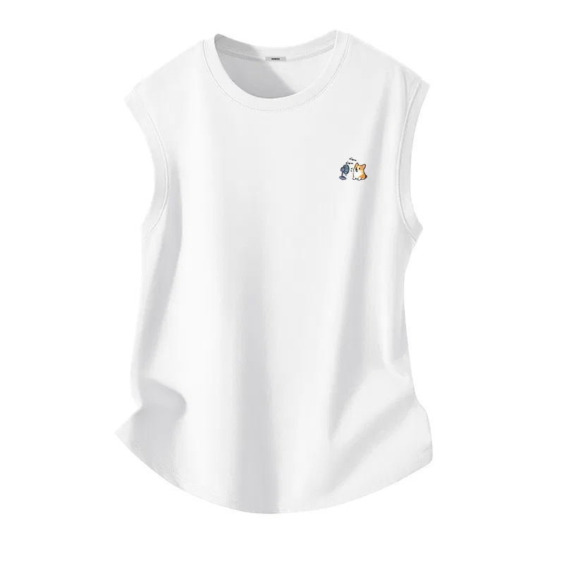 Детская майка с принтом Corgi Chest Logo MINISO, 40° Refreshing Black — фото 3