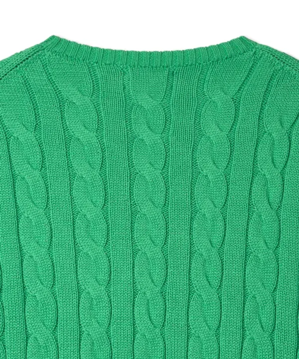 Свитер из хлопка с кабельной вязкой, Polo Ralph Lauren, зеленый — фото 4