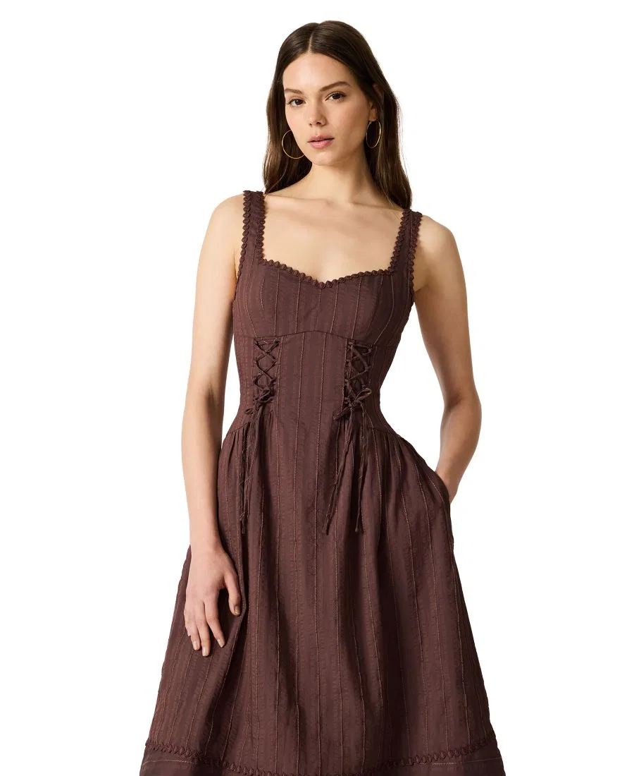 Платье-солнце с корсетом и декольте Steve Madden, Walnut — фото 2