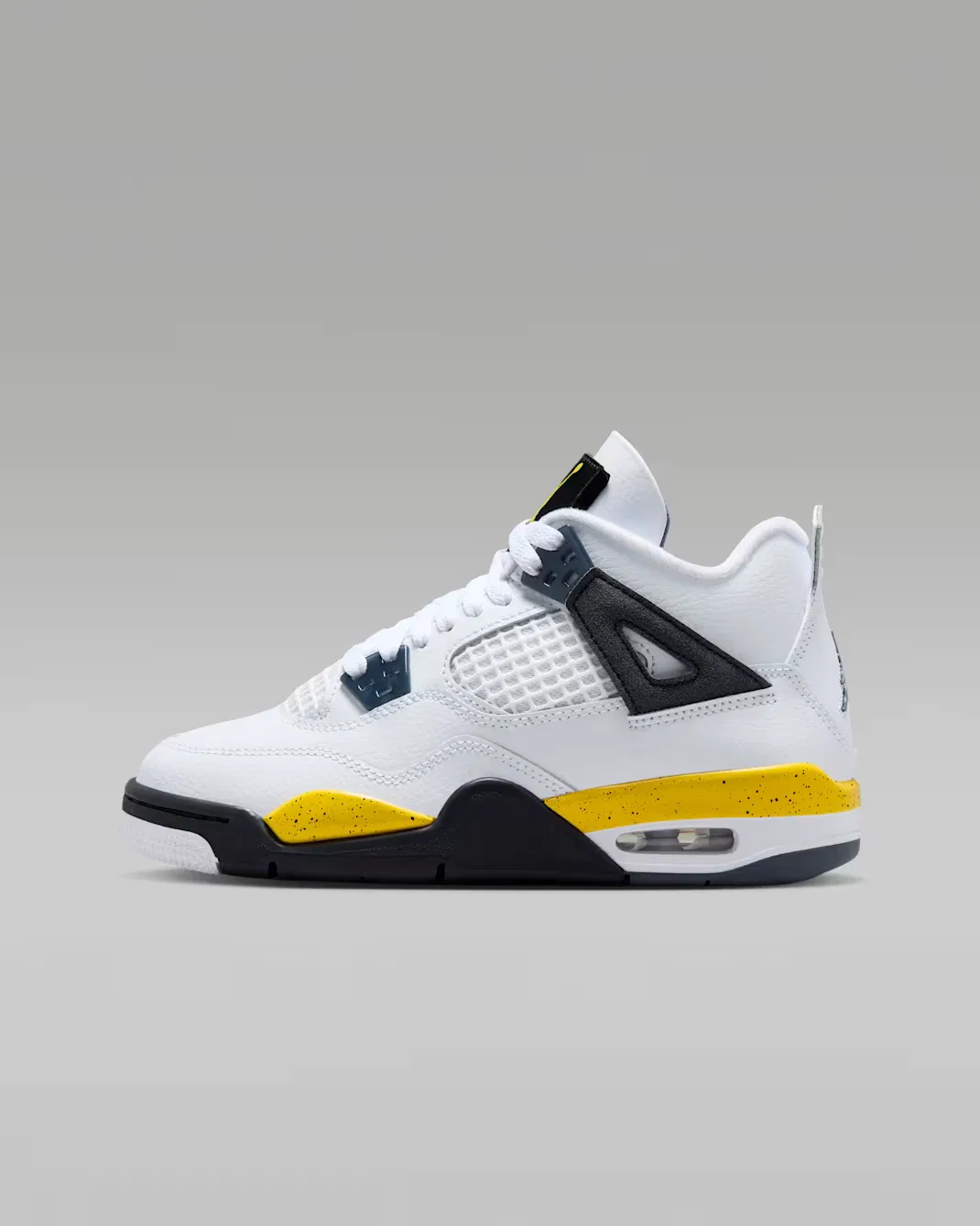 Кроссовки для детей постарше Air Jordan 4 Retro "Tour Yellow", White/Dark Blue Grey/Black/Tour Yellow