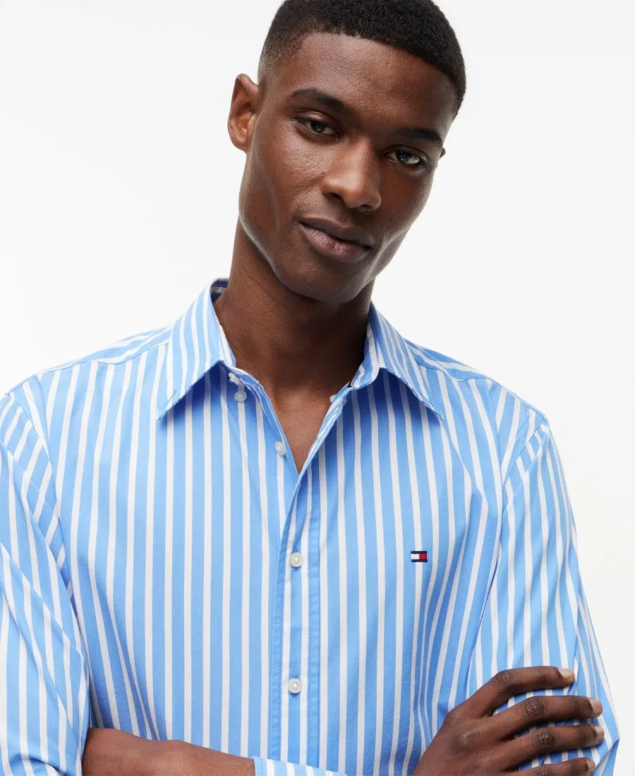 Рубашка с длинным рукавом Regular Fit Flex Poplin Stripe Tommy Hilfiger, Blue Spell Stripe — фото 3