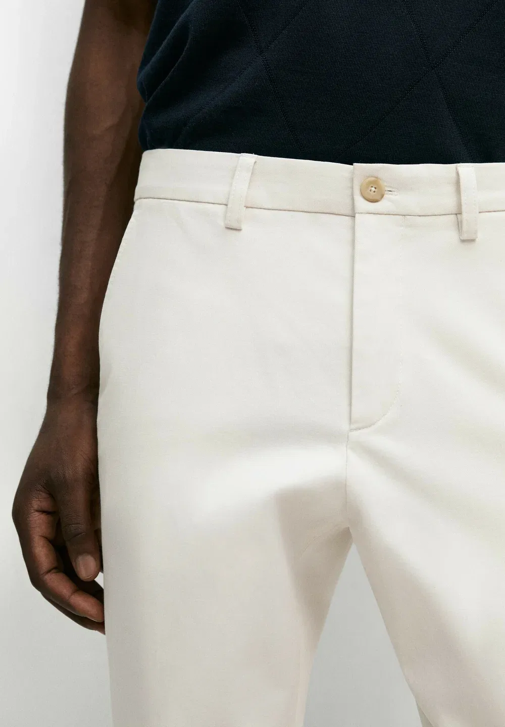 Брюки-Чиносы из смесовой хлопковой ткани, зауженного кроя Massimo Dutti, Beige — фото 4