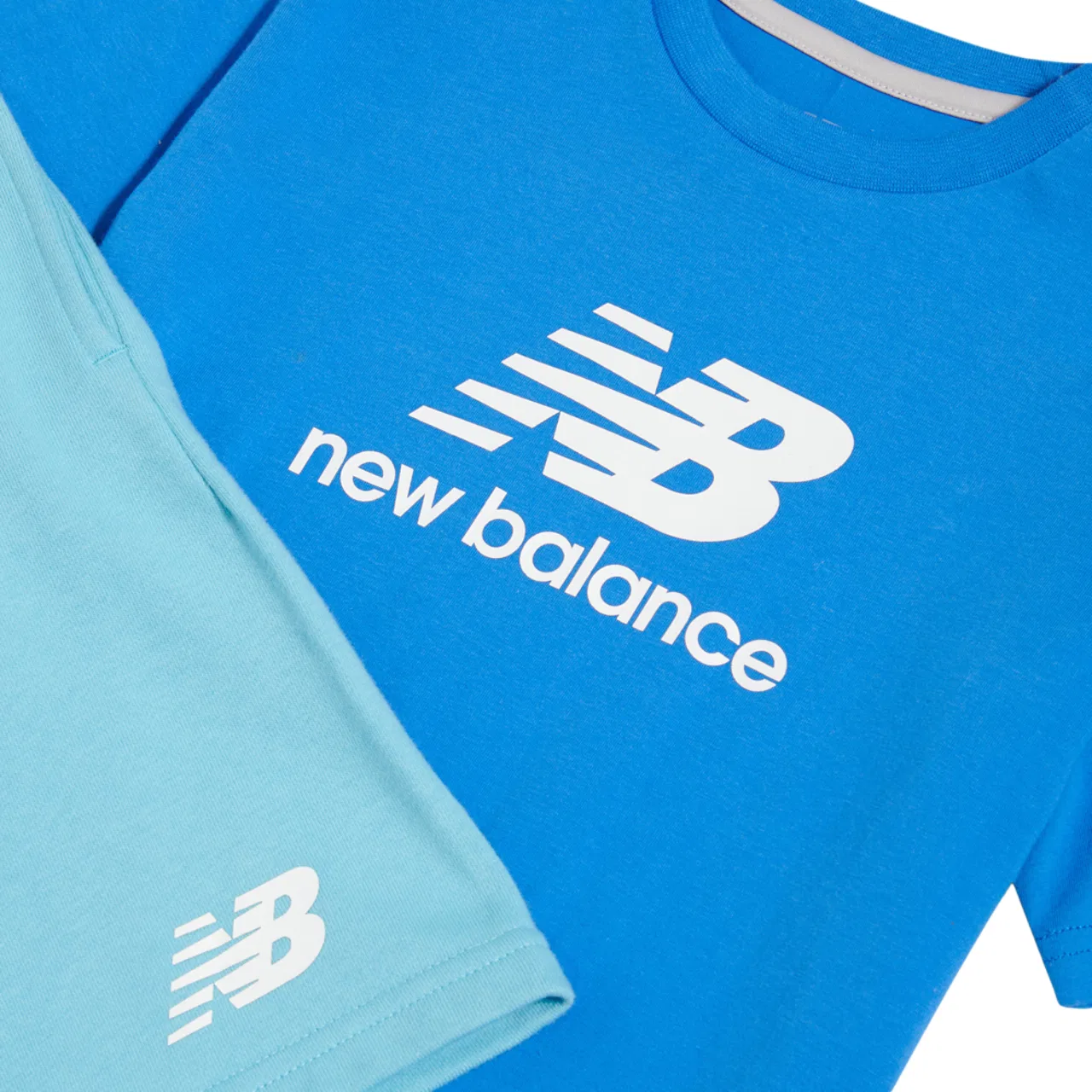 Детский комплект футболки и шорт с принтом Fish and Chips New Balance, Blue Green — фото 3