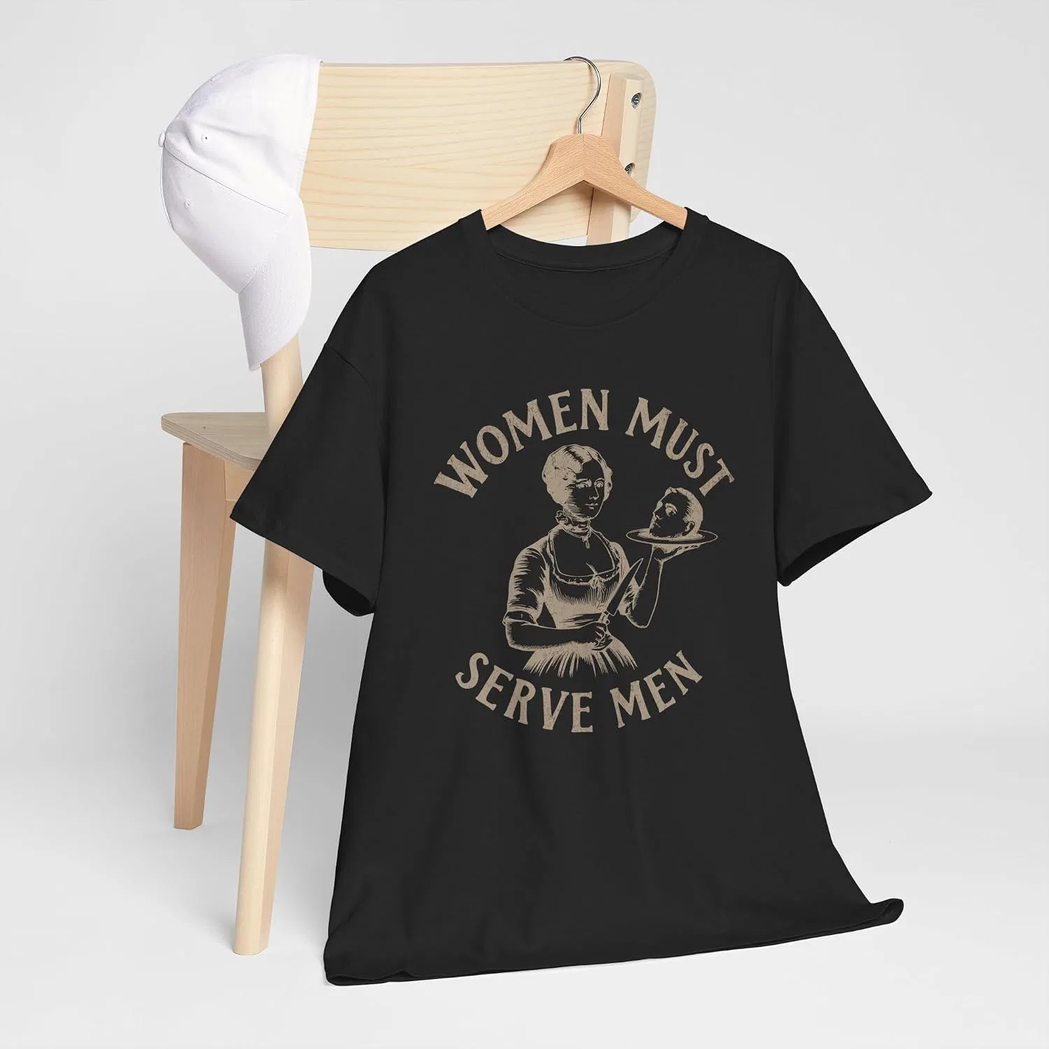 Футболка с ироничным принтом Women Must Serve Men, Black — фото 3