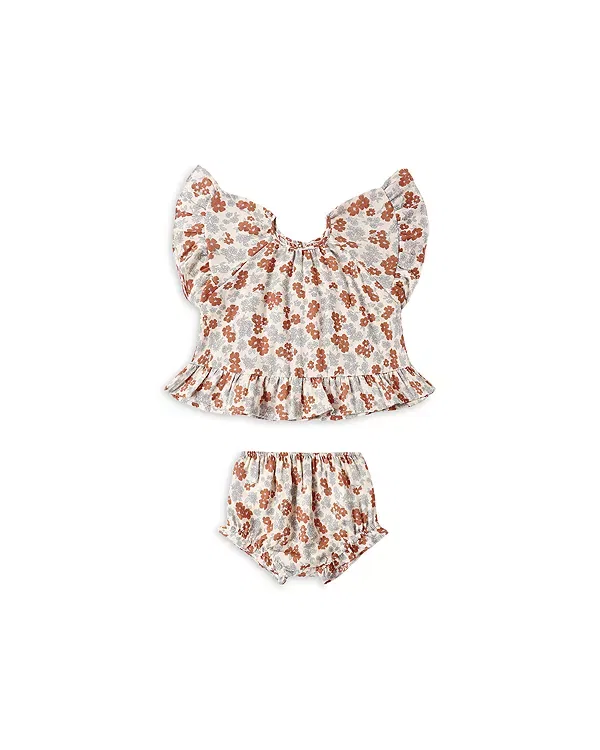 Детский комплект для девочек с принтом Butterfly Top & Bloomer Set Rylee + Cru, Natural