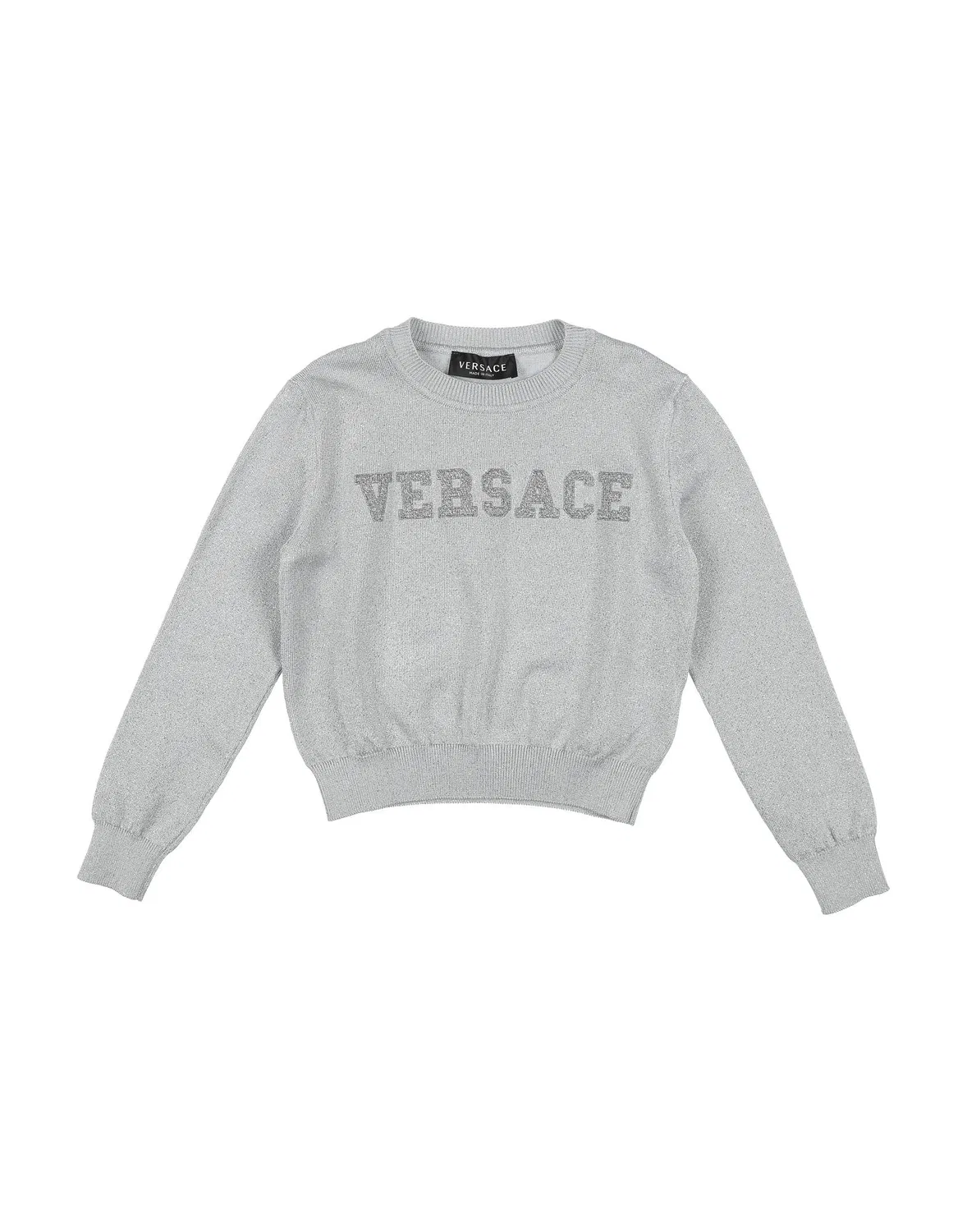 Серебристый свитер для девочек с логотипом Versace Young, серебряный