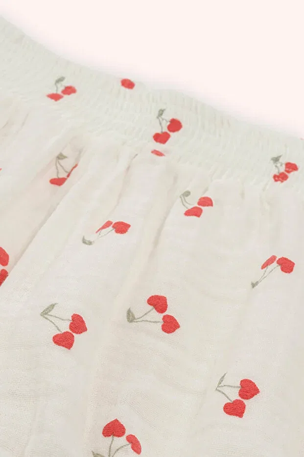 Детские шорты для девочек с принтом Cherry Patterned Panço, 009-White — фото 2