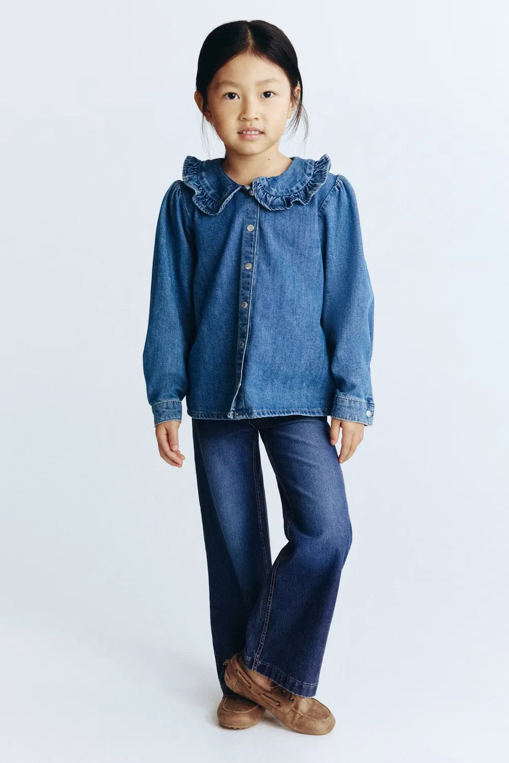 Широкие брюки в джинсовом стиле H&M, Dunkles Denimblau