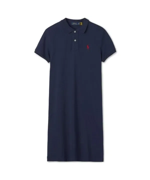 Платье-поло с хлопковой сеткой, Polo Ralph Lauren, темно-синий