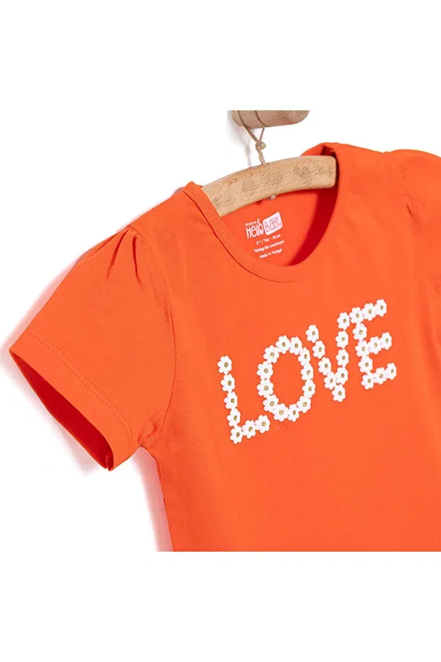 Детская футболка для девочек хлопковая с принтом Daisy Text Printed Ebebek Hello Baby, Coral — фото 3