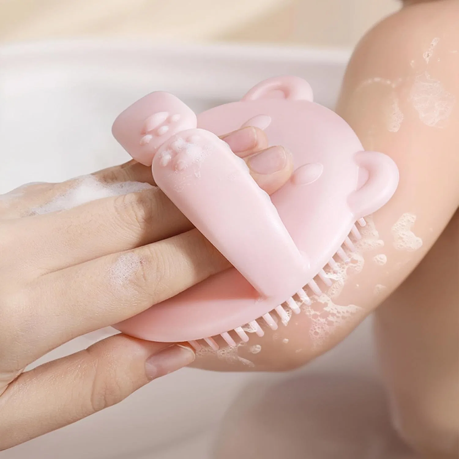 Детская щетка для волос с силиконовыми щетинками Vdaxvme, 1 шт, Pink — фото 4