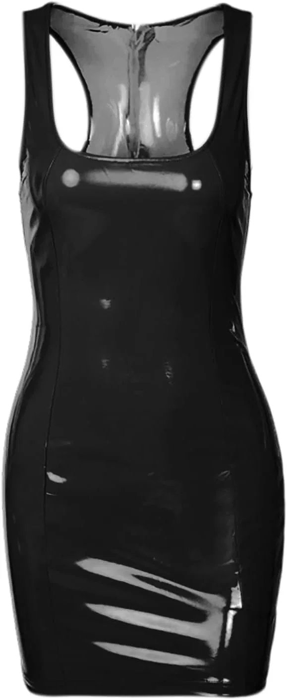 Женское блестящее платье без рукавов Bodycon, чёрный — фото 4
