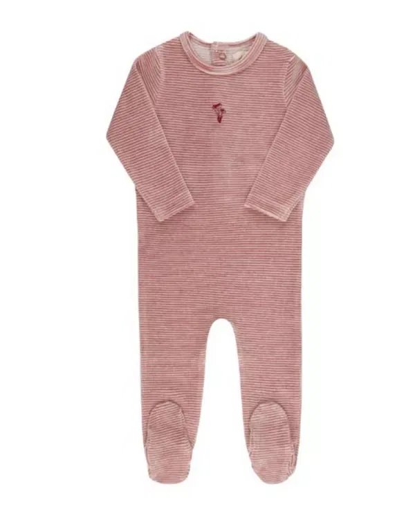 Детский комплект велюровый с полоской Take Me Home Set Ely'S & Co., Dark Pink — фото 2