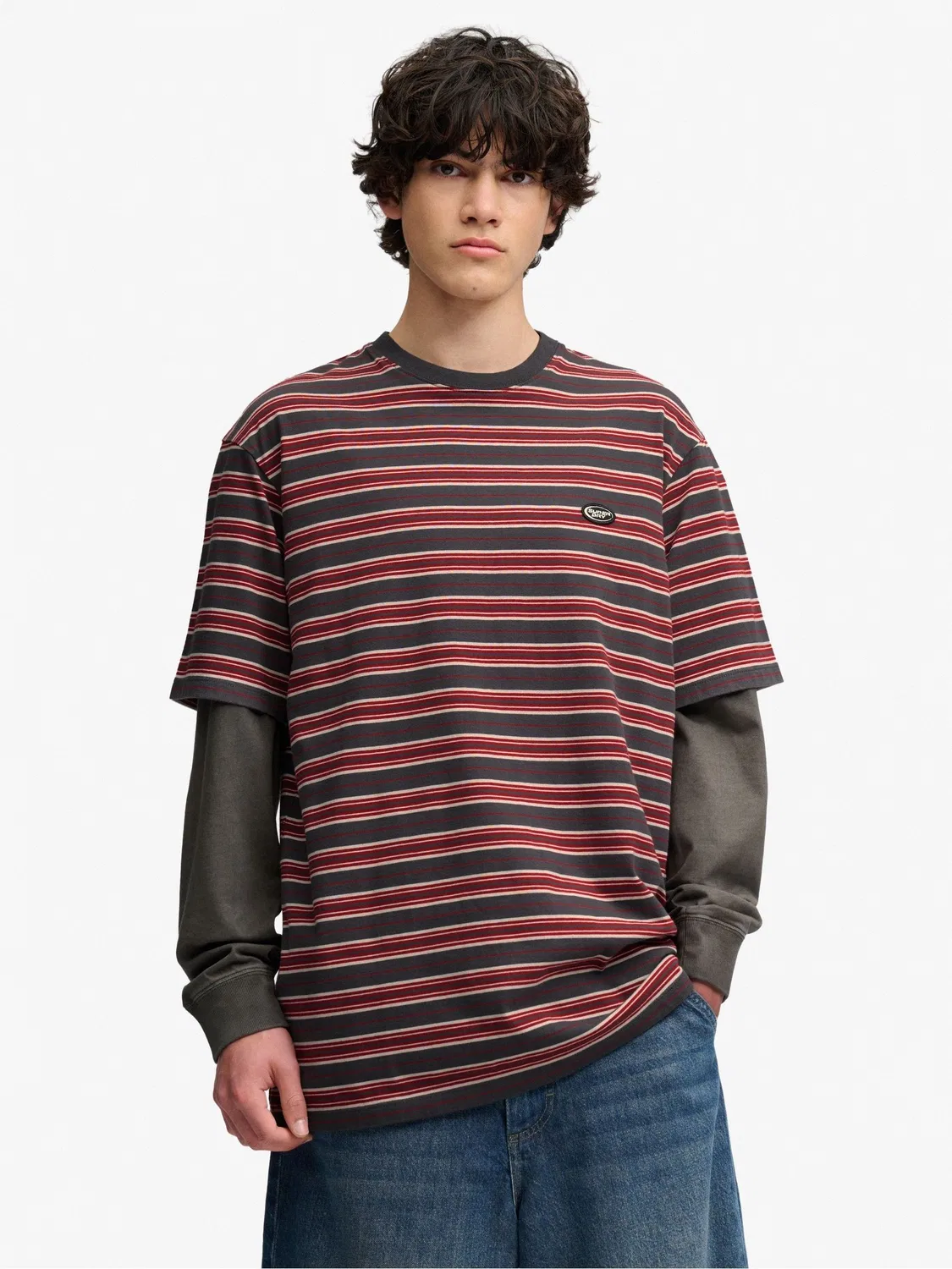 Футболка свободного кроя Oversized Stripe Superdry, красный
