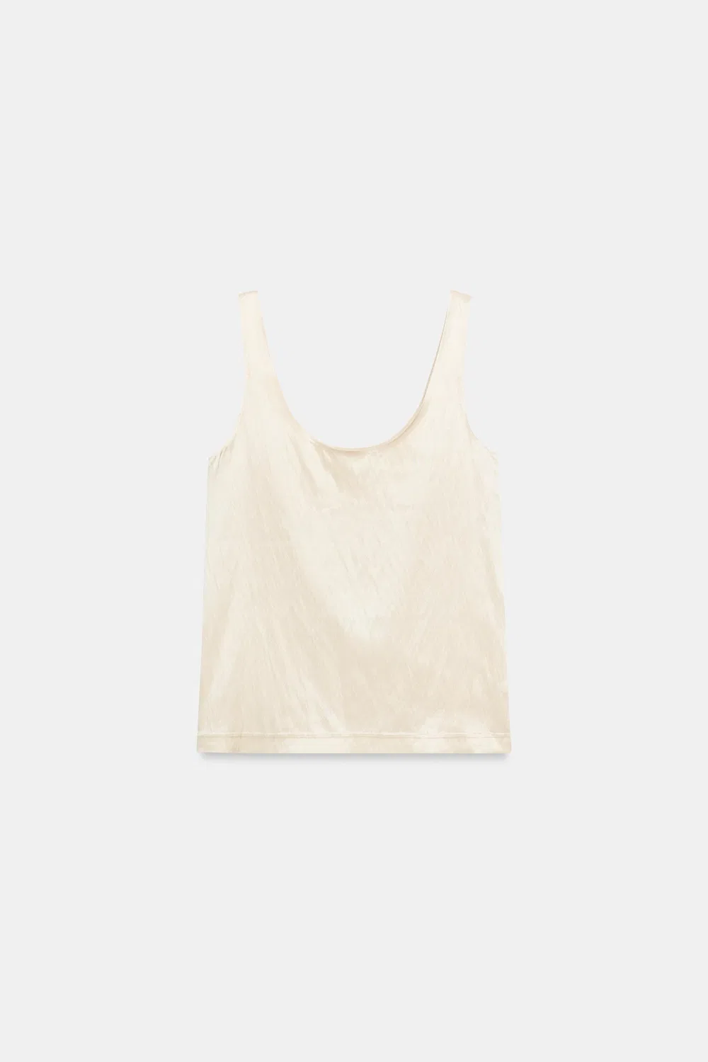 Атласный топ на бретелях ZARA, Beige — фото 3