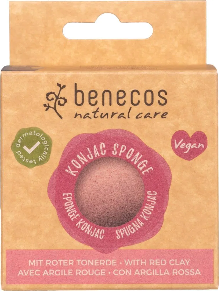 Натуральная губка Konjac с красной глиной, benecos, 12 шт