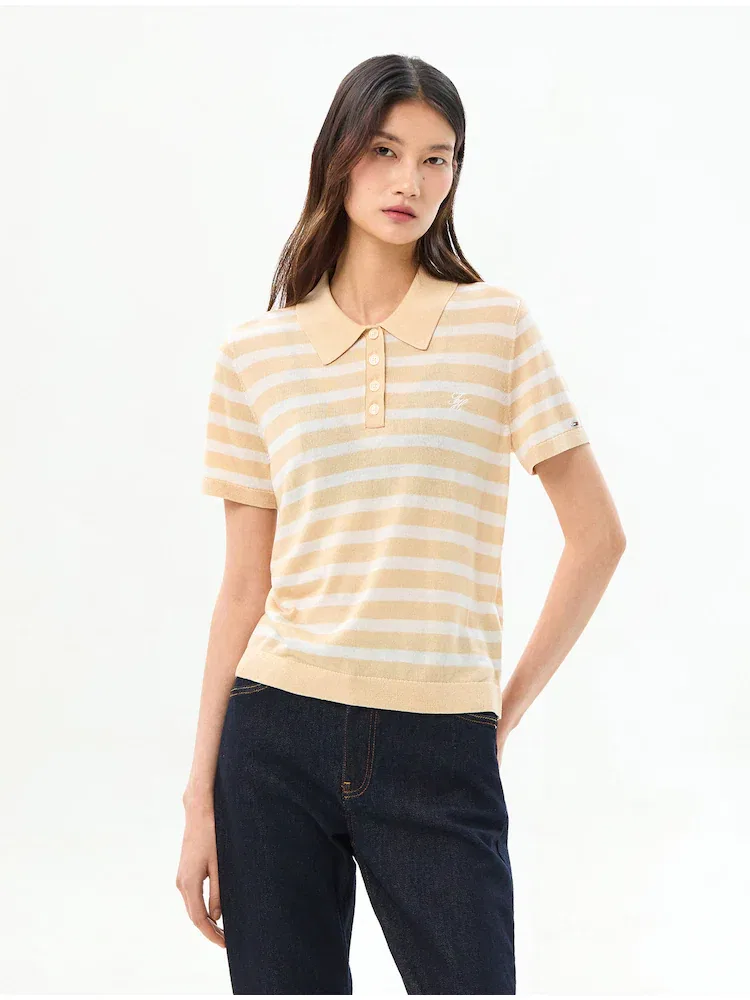 Свитер Polo из смеси шелка TOMMY HILFIGER, Mustard