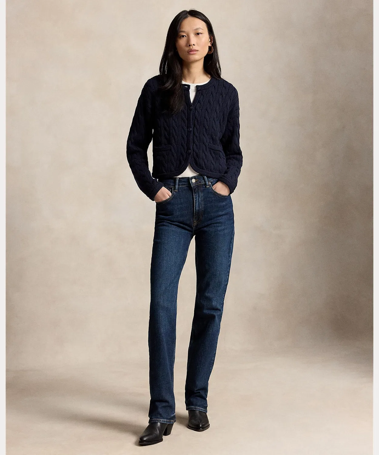 Женский кардиган из хлопкового твида с длинным рукавомPOLO RALPH LAUREN, Blue — фото 3