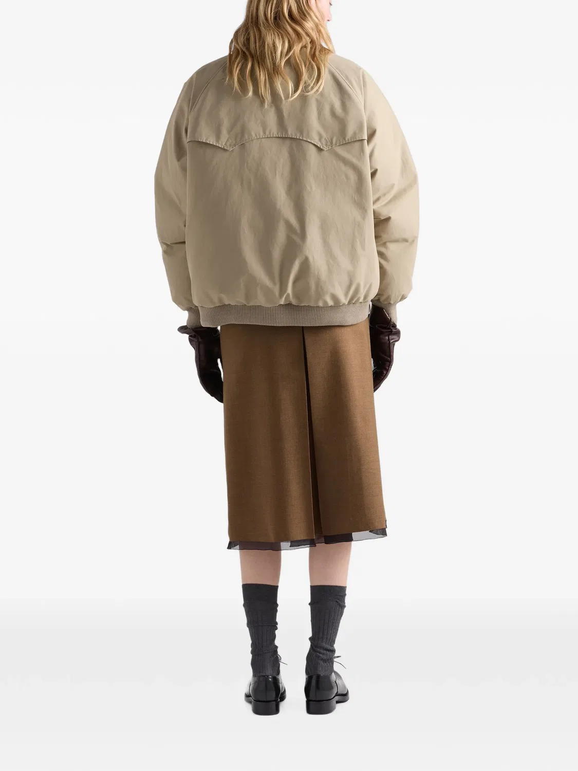 Поплиновая куртка Prada, нейтральные цвета — фото 3