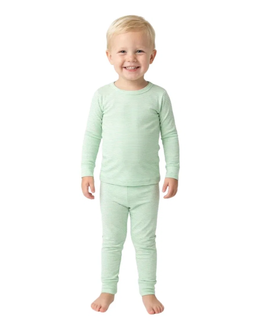 Комплект пижамы с длинным рукавом Motette, Light Green And White Stripes