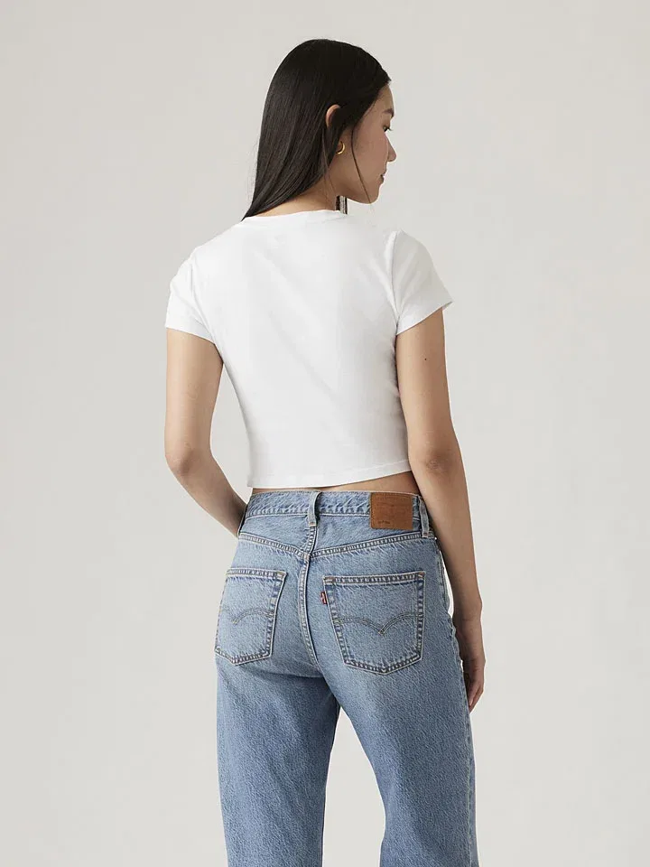 Женская укороченная хлопковая футболка Levi's, White — фото 2