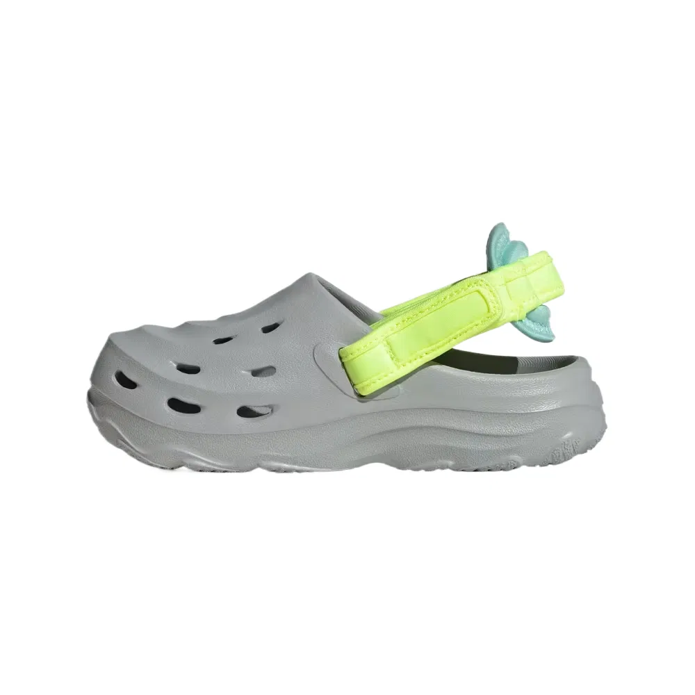 Детские сандалии-клоги с ремешком Adidas MAXXCLOG, Halo Silver/High Resolution Yellow/Semi-Shimmery Aqua Blue