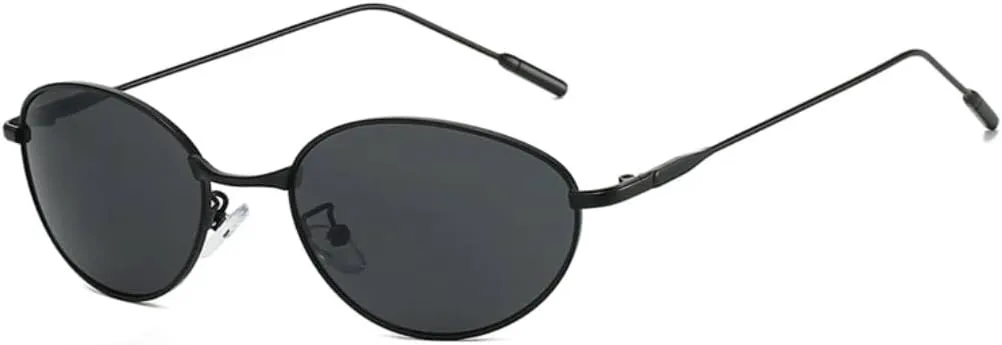 

Овальные солнцезащитные очки в стиле металл-панк для женщин, модные, с прозрачными линзами цвета океана, защита от УФ-излучения UV400 для мужчин HHZZYVY, Black Grey