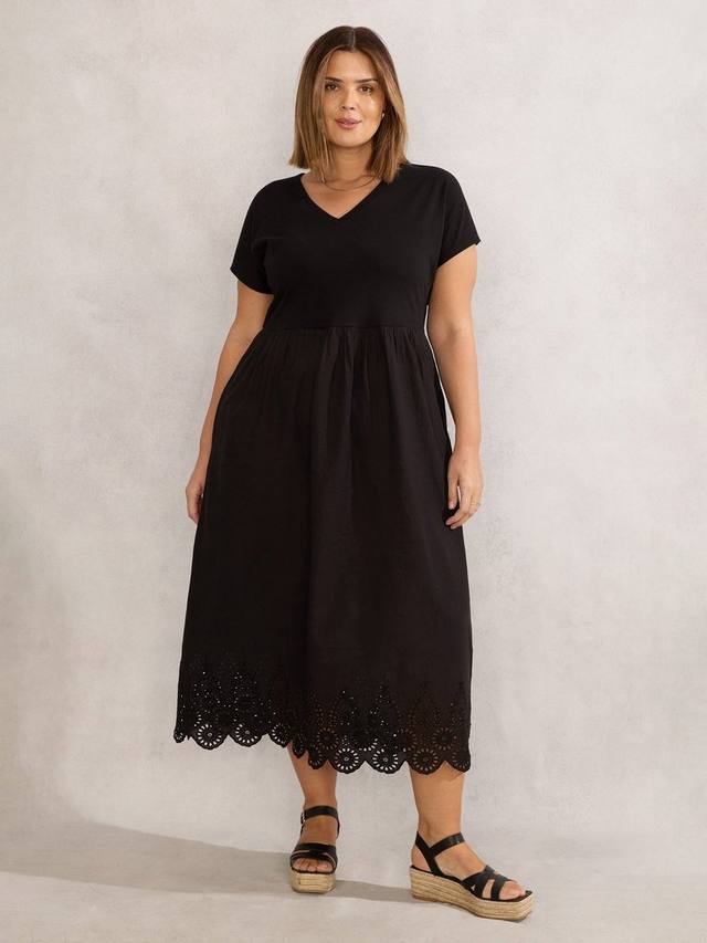 

Платье-футболка с ажурным подолом Curve Live Unlimited, Black