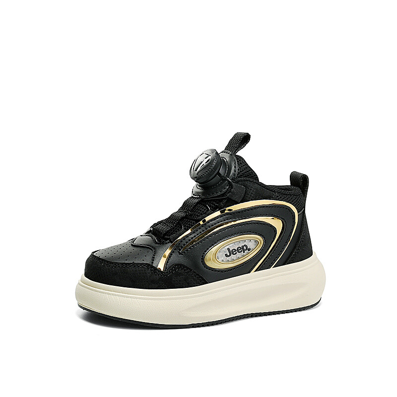 Кроссовки Jeep Kids Skateboarding Shoes Kids Mid-top Black, черный/золотой — фото 2