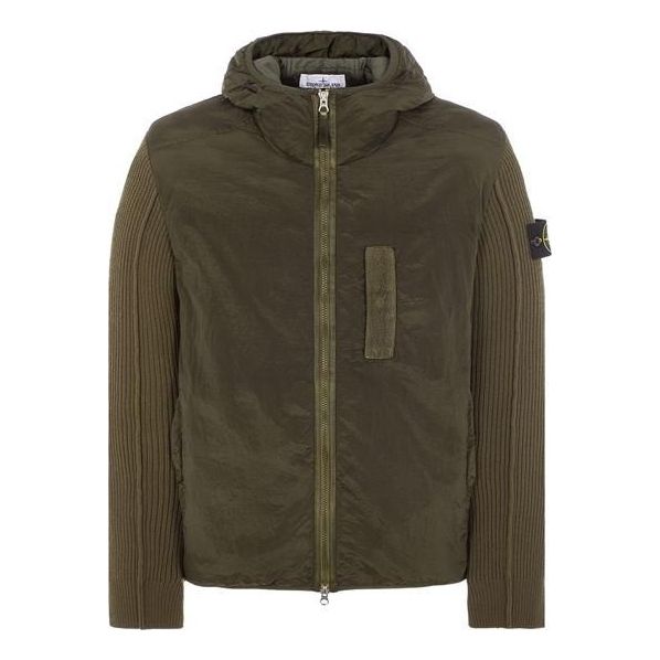 

Куртка logo patch zip-up hooded jacket 'olive green' Stone Island, зеленый