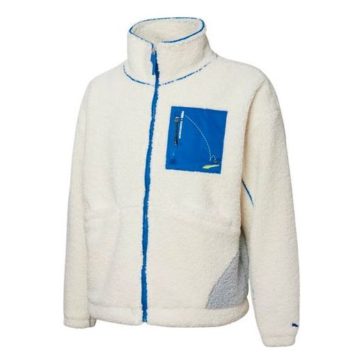 

Куртка x roaringwild crossover sherpa jacket contrasting colors zipper pocket fleece stay warm logo white Puma, белый